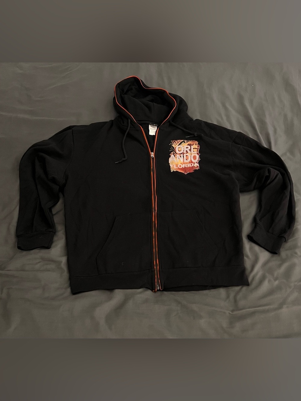 Universal Studios Orlando Florida Black Zip Hoodie with Red Trim